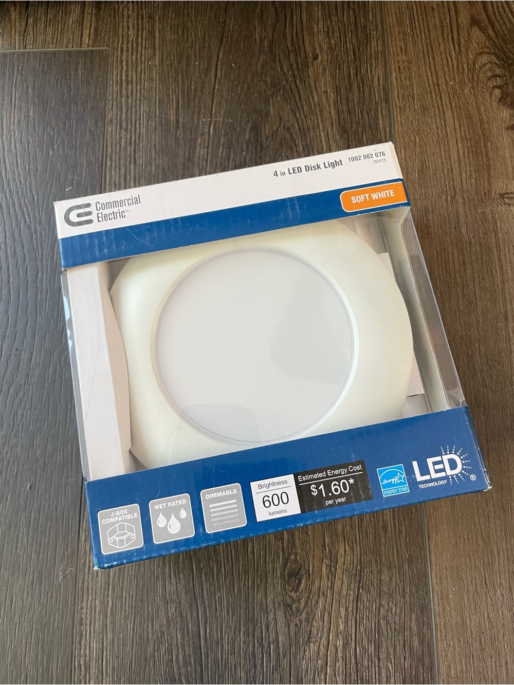 Commercial Electric 4 in. Integrated LED White Can Disk Dimmable Recessed Light